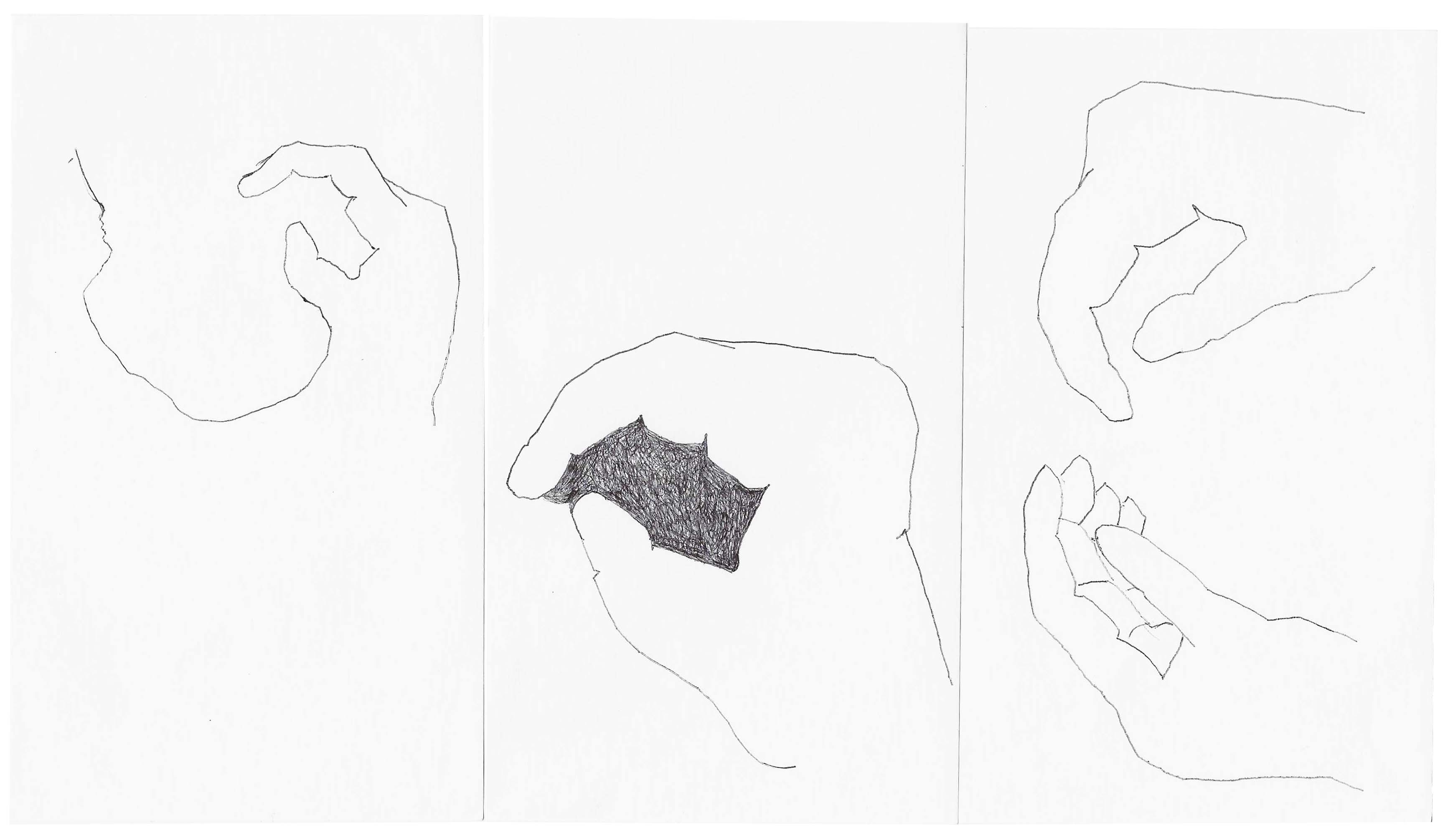 Three A6 drawings coming from a day of introspection.