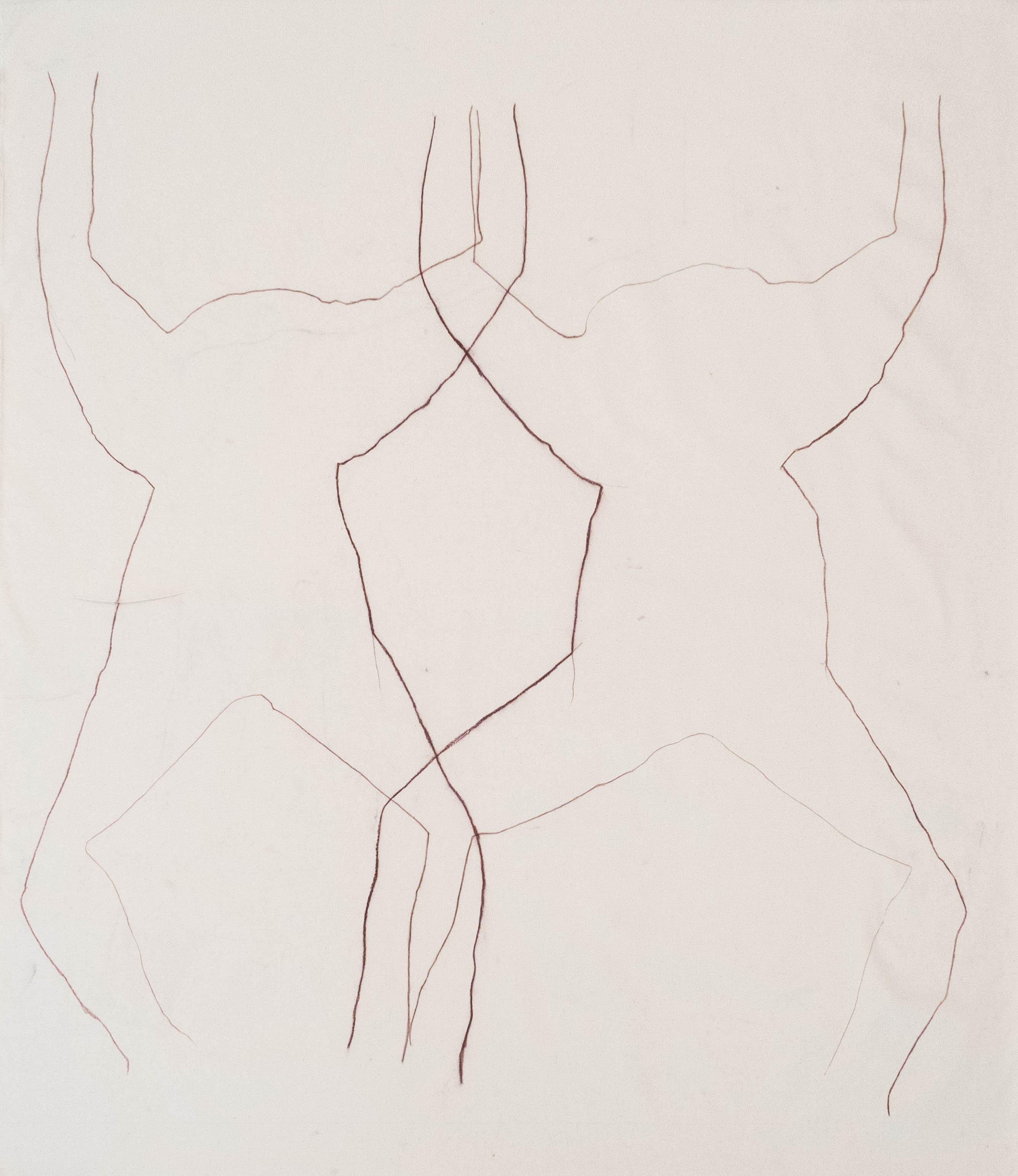 150x170cm, two still bodies deliniated with a soft pastel on cotton